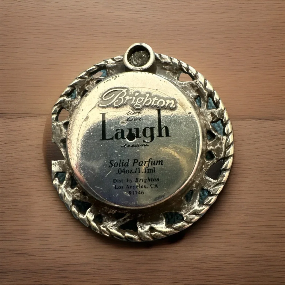 Vintage Brighton Jewelry Perfume Compact with Solid  Perfume Laugh‎ W/case